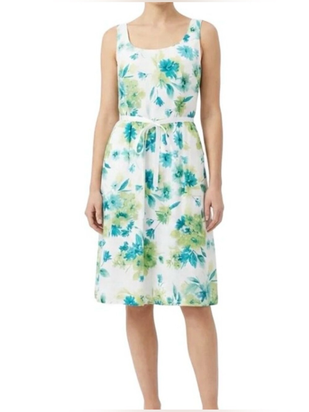 Faith Passion Vintage White with Blue & Green Floral Dress